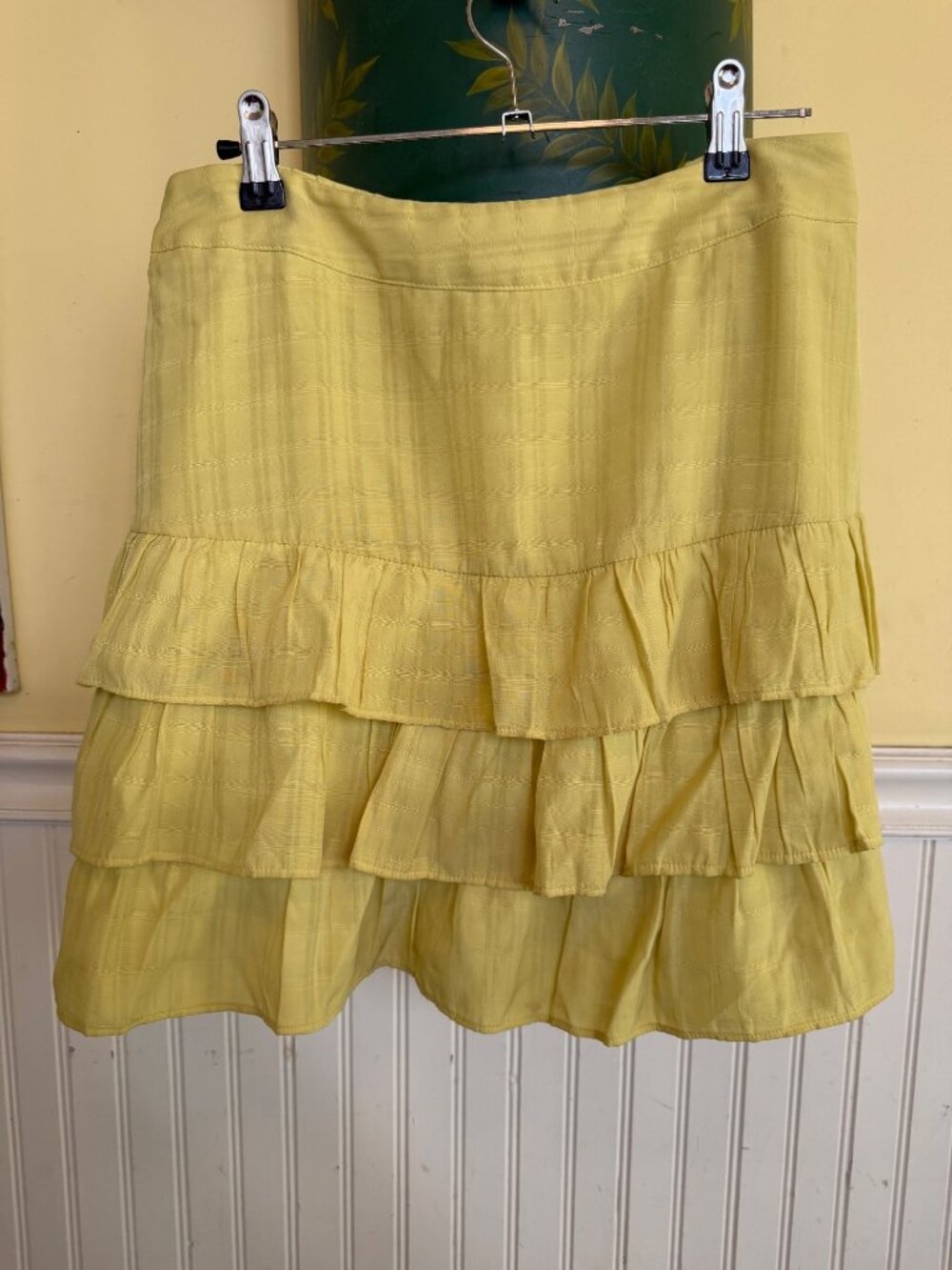 Overiche Lime Green Tiered ruffle skirt L